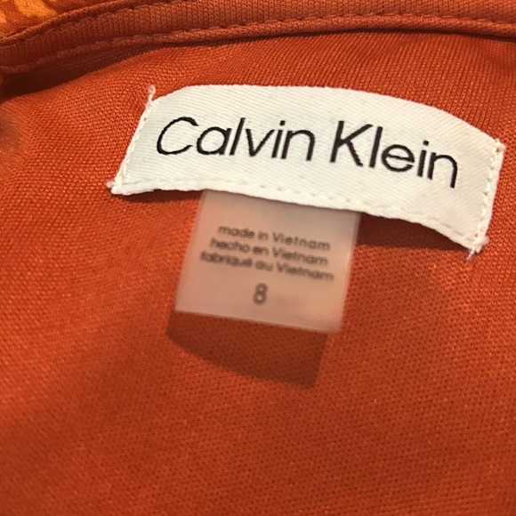 Calvin Klein Orange Paisley Long Sleeve Dress - Picture 3 of 3